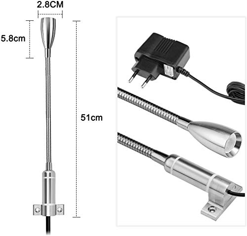 Image of Meanyee 1 * 3W Wall Reading lamp led Bedside Lights headboard with Touch Switch /stepless dimmable /Adjustable /Warm White(3000K) / led /Plug in cord /MY-BD061