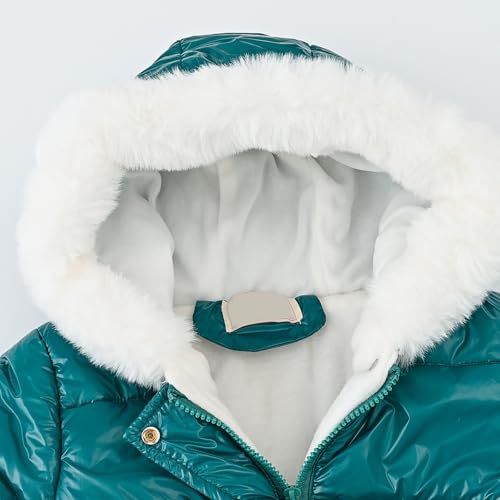 Image of Teen Kids Leather Puffer Jackets Winter Waterproof Fleece Lined Down Coats Boys Girls Padded Warm Quilted Outwear
