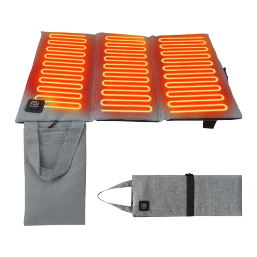 WDKXCN Beheizbares Sitzkissen Outdoor, Tragbares Faltbares Sitzkissen Beheizbar Outdoor, USB Beheiztes Sitzkissen, Einstellbare Temperatur Heizkissen Akku Kabellos, Leichtes Elektrisches Wärmekissen