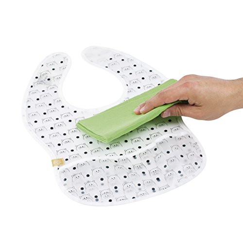 LÄSSIG Babyslabbetje, afwasbaar, lekbescherming, waterdichte klittenbandsluiting, 1 stuks, EVA Bib Little Chums Cat, wit - Image 6