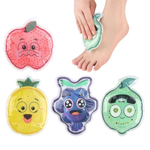 Huxibai Parches Fríos, Parches de Gel Refrescante con Dibujos Animados, 4 Tiras para la Frente Calmantes para Cuello Espalda Tobillo Pie Uso Adulto Viajes Senderismo Deportes de Exterior Acampada