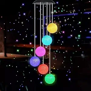 MorTime LED Solar Crystal Ball Wind Chime, 25