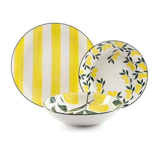 Excelsa Positano - Vajilla de porcelana con diseño de limones, 18 piezas