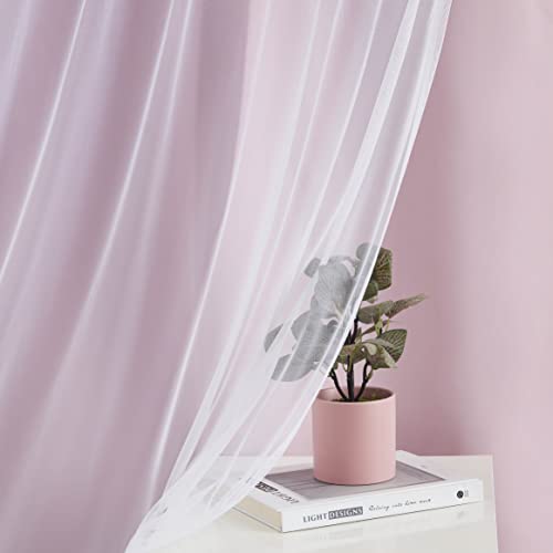 Image of Bujasso Pink Blackout Curtains with Sheer Overlay Mix and Match Double Layer 80% Room Darkening Window Treatment Set for Girls Bedroom Living Room Pink Drapes with Tiebacks Grommet Top 37 inch Wx95 Lx2