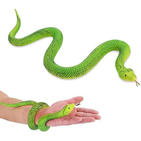 Cobee Elastische Schlange aus Gummi realistische Tierfigur große Regenwaldschlangen Spielzeug Schlangenfigur um Vögel fernzuhalten gefälschte Schlangen Gartenrequisiten Cover