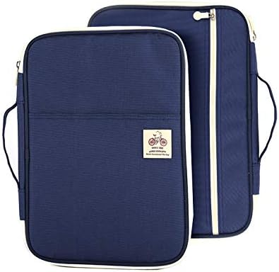 Lazyaunti Zipper Portfolio Organizer A4 Note Pouch-Waterproof Document Bags/Zipper Binder/Paper Case for 12.5" Mac,Tablet,Pens,washi Tape,Journals,Sketch Books(Navy Blue)