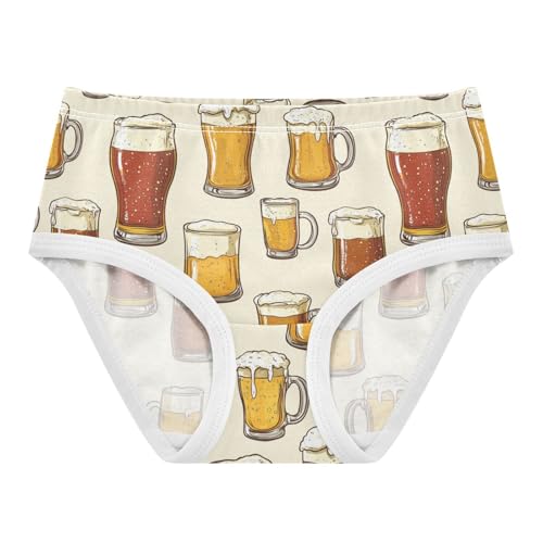 ZZKKO Beer Mug Girls Underwear Toddler Panties for Girls Comfort Brief Size 2T-8Y