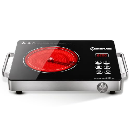 Image of Premium Fusion Glow 2200 Watt Touch Panel Infrared Induction Cooktop with Preset Cooking Functions | Use with All Utensils | 1 Year Warranty | Radiant | Stainless Steel