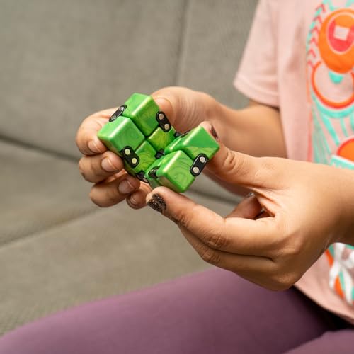 Image of Cubelelo Drift Infinity Cube (Green) | Magic Puzzle Cool Mini Gadget for Stress and Anxiety Relief for Kids and Adults | Desk Finger Flip Toy for Fun and Game | for Ages 3 Years and Above