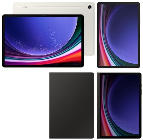 Image of Samsung Galaxy Tab S9 RAM 8 GB, ROM 128 GB Expandable, S Pen in-Box, Wi-Fi + 5G Tablet, Beige with S9 Screen Protector, Transparent & S9 Privacy Screen, Black & S9 Book Cover Keyboard, Black