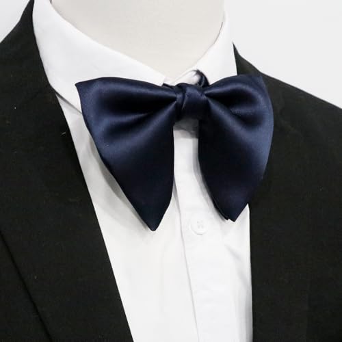Image of Mens Bow Tie Pre Tied Oversized Bow Ties for Men Satin Bowties for Tuxedo Wedding Party Banquet