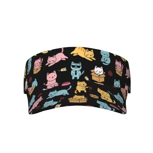 Cat Animal Sport Sun Visor Hat Fashion Empty Top Baseball Golf Tennis Visor for Women Men