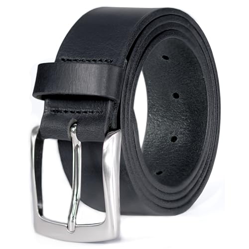 Ledergürtel Herren - Vollledergürtel aus Büffelleder- MADE IN GERMANY - Männer Gürtel, - Jeans-Gürtel, schwarz, Gürtel Herren 40 mm breit (Schwarz, Bundweite 105cm = Gesamtlänge 120cm)