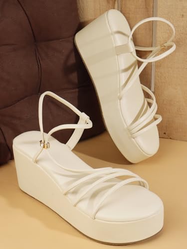 Image of TRYME Women Multi Strap Comfort Open Toe Stylish Daily Wear Wedge Heel Sandals