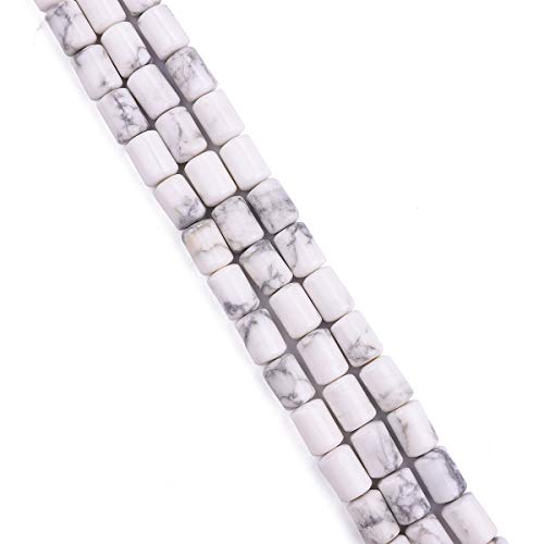 BEADIA Natural White Howlite Cylinder Stone Loose Semi Gemstone Beads for Jewelry Making 10mmx14mm 38cm