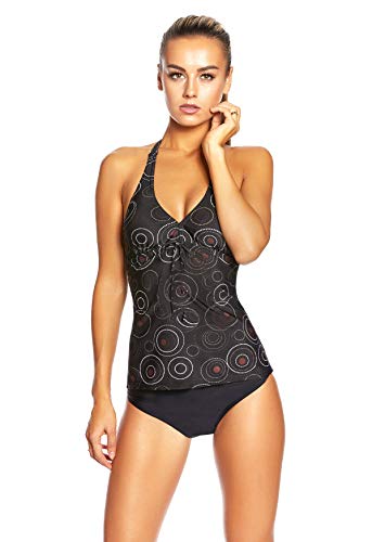 Octopus-Neckholder-Damen-Tankini-Set-mit-Slip-2tlg-Badeanzug-Gr-40--52-f5538