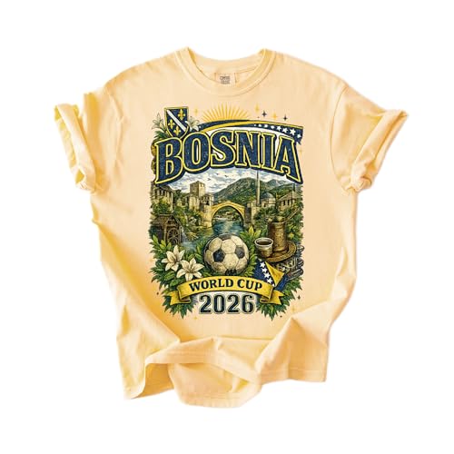 Bosnia Soccer Fan - T-Shirt Vintage 2026 Football Graphic Tee Butter