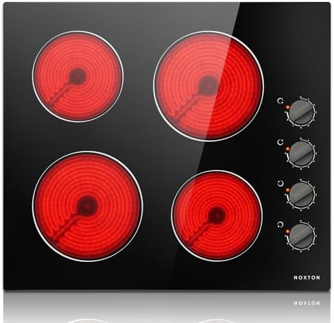 Noxton 24 Inch Electric Cooktop 4 Burners Electric Stove Top, Bui...