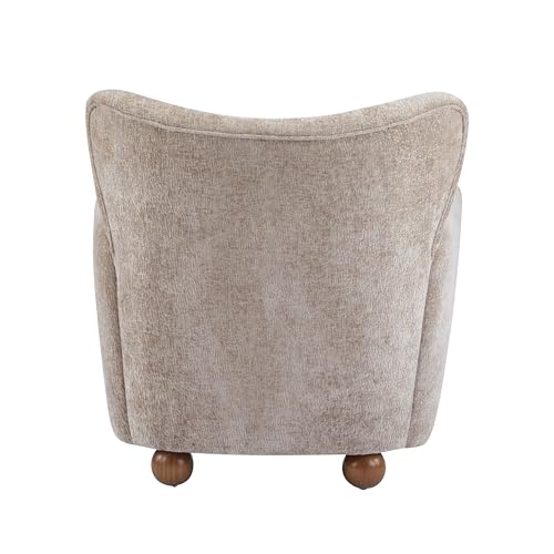 Christopher Knight Home Lindy Wingback Accent Chair, Upholstered Armchair with Rounded Wooden Legs, Curved Backrest Single Sofa, Soft Cushion Seating, Comfy Lounge Chair for Living Room, Beige Brown by Christopher Knight Home - Used condition - Image 6