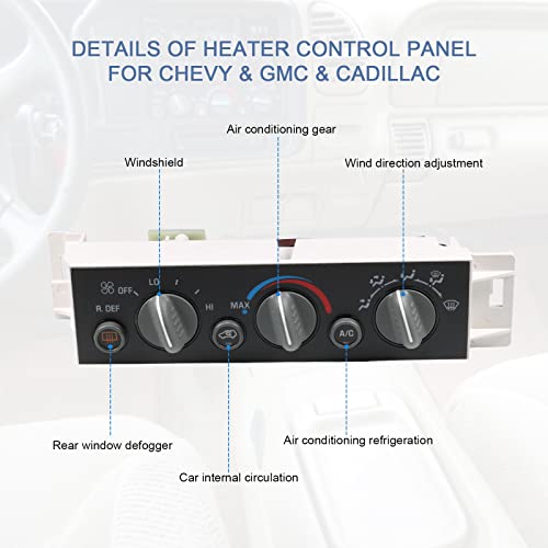 DICMIC A/C Heater Control Panel Climate Control Module with Rear Window Defogger Switch for 1996-2000 Chevrolet C1500 C2500 Tahoe GMC Yukon Cadillac Escalade Replace# 599-006, 15-72547 - Thumbnail 4