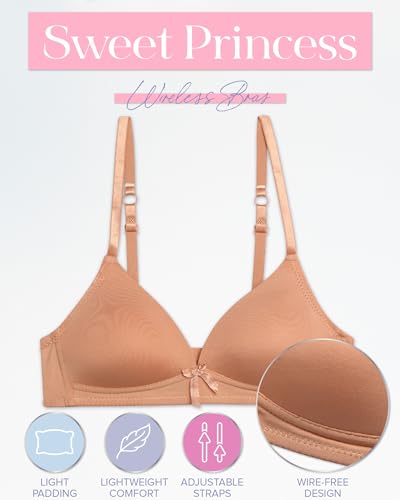 Girls Bras - 3 Pack Lightweight Wireless Microfiber Bras for Girls, Seamless Molded Everyday Bra (30A-34A)2
