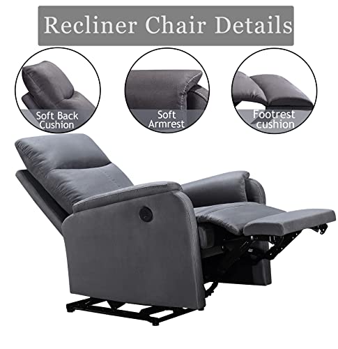 Electric Power Recliner Chair With Usb Port,Fabric Single Sofa Seat Chair,Home Theater Seating With Recliner Function,Ergonomic Lounge Chair For Small Room 35.4" D X 30" W X 39.8" H #TOP3