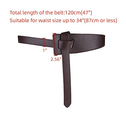 Women's Leather Belt Dress Belt for Jeans Jumpsuit Coat Fashion Tie a Knot Genuine Leather Waist Belt2