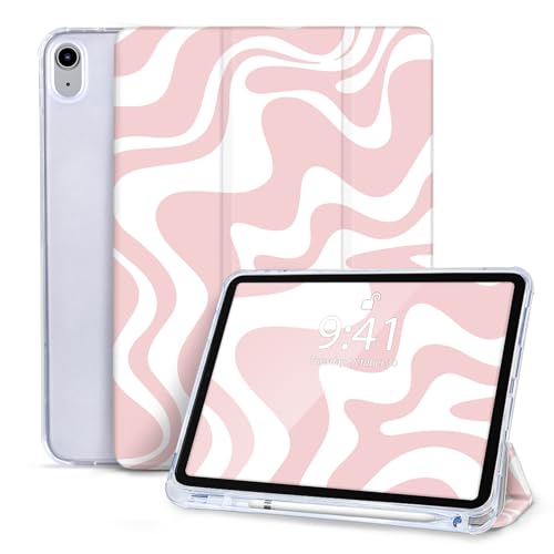 Protection iPad 11 pouces design rose pastel pour étudier et dessiner au café