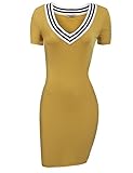 Acevog Women's V-Neck Long Sleeve Basic Knit Sweater Bodycon Mini Dress