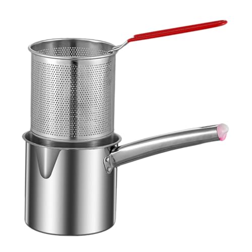 KESYOO 1 Set Stainless Steel Deep Fryer with Deep Fry Basket Ergonomic Handheld Cooking Pot for Home Commercial Use Capacity for Easy Safe Frying