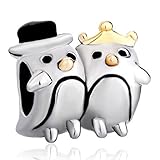 Silver Plated Pugster Penguin Couple Heart Love Charm Fits Pandora Bead Bracelet