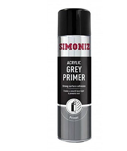 Holts Simoniz Grey Primer Spray Paint Car Primer Spray Paint For Wood Metal & Plastic Surfaces Perfect Pre-treatment For Colour Coats Smooth Spray Primer For Ideal Finish Grey Primer 500ml
