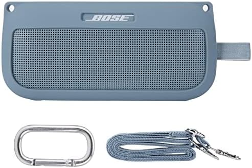 co2CREA Case Silicone for Bose SoundLink Flex Bluetooth Portable Speaker, Portable Ultra-light Protective Sleeve with Carabiner and Shoulder Strap (Speaker and Accessories not Included)