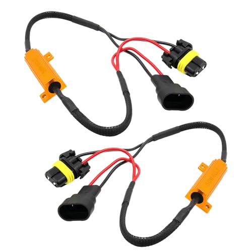 AMZAUTO 2 PCS 9005/9006 LED Load Resistor Kit, 50W Anti-Flicker Harness Resistor Kit, Auto Fog Turn Signal Bulb Relay Harness Adaptor, Universal Car Accessories