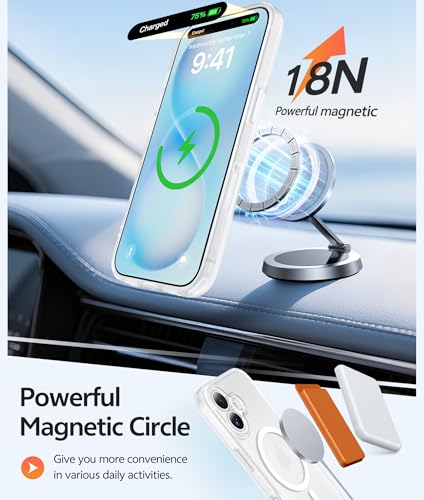 Image of FNTCASE for iPhone 16 Plus Case: [Compatible with Magsafe] Translucent Matte Cases with [Full Camera Protection] [Screen Protector] Military Grade Shockproof Protective Phone Cover - White