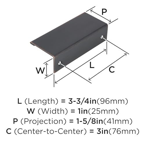 Image of Amerock | Cabinet Pull | Oil Rubbed Bronze | 3 inch (76 mm) Center to Center | Edge Pull | 1 Pack | Drawer Pull | Drawer Handle | Cabinet Hardware
