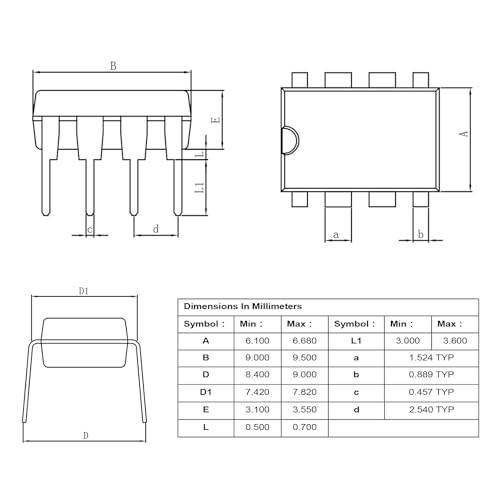 ne555 ne555p timer ic ne555n chip dip-8 8-pinpack of 50pcs