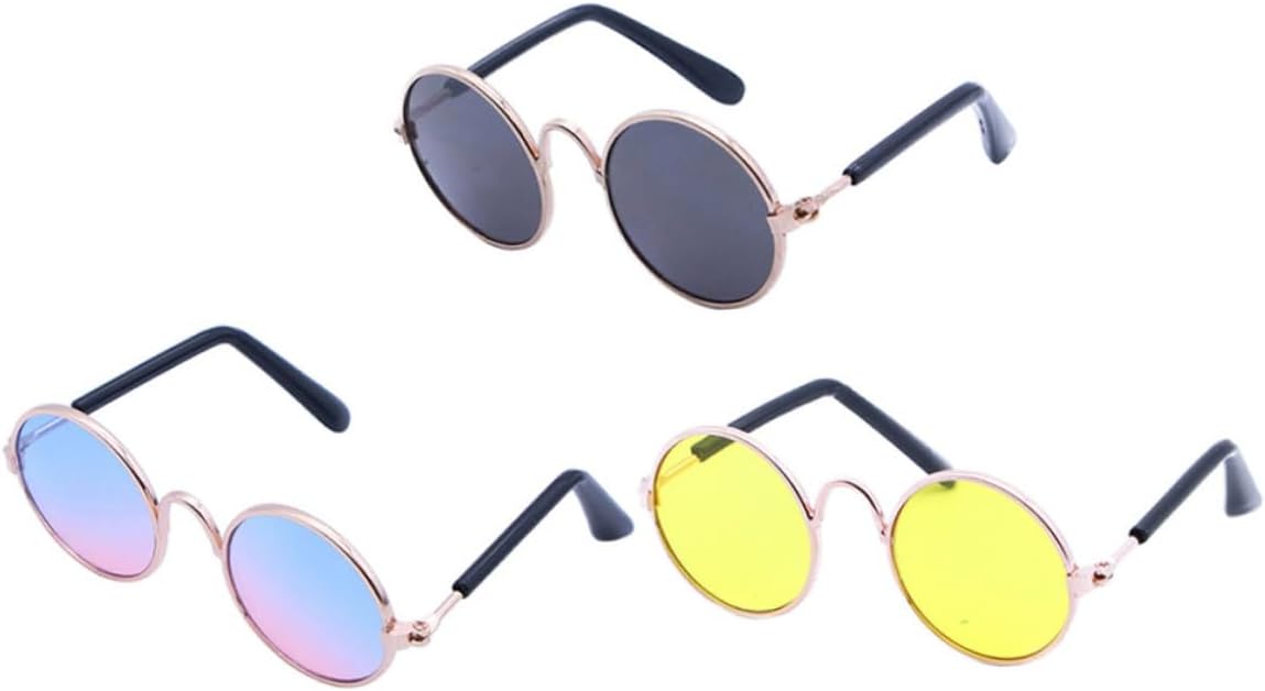 3pcs Retro Round Frame PET Glasses...