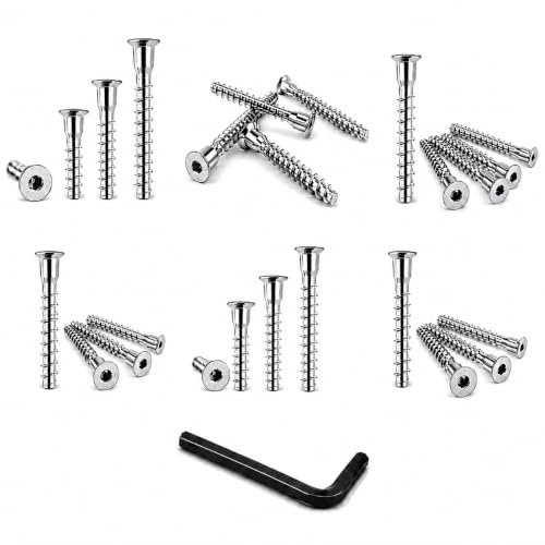Image of By inchVP INDUSTRIES inch (Pcs-25) No.12x50 mm Allen Head Confirmative Self-Tapping Screw - White Zinc Furniture Screw for Wood Boards, Cabinets, Cupboards & Beds