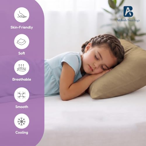 Image of Atiksh Beddings 12x16 Toddler Travel Pillow Cases, Pack of 2, 100% Egyptian Cotton, 600 Thread Count, Zipper Closure, Small Pillowcase for Kids, Daycare, Preschool & Travel, Taupe