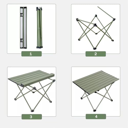 Table de camping pliante verte LAJUU avec son sac de transport compact - 7