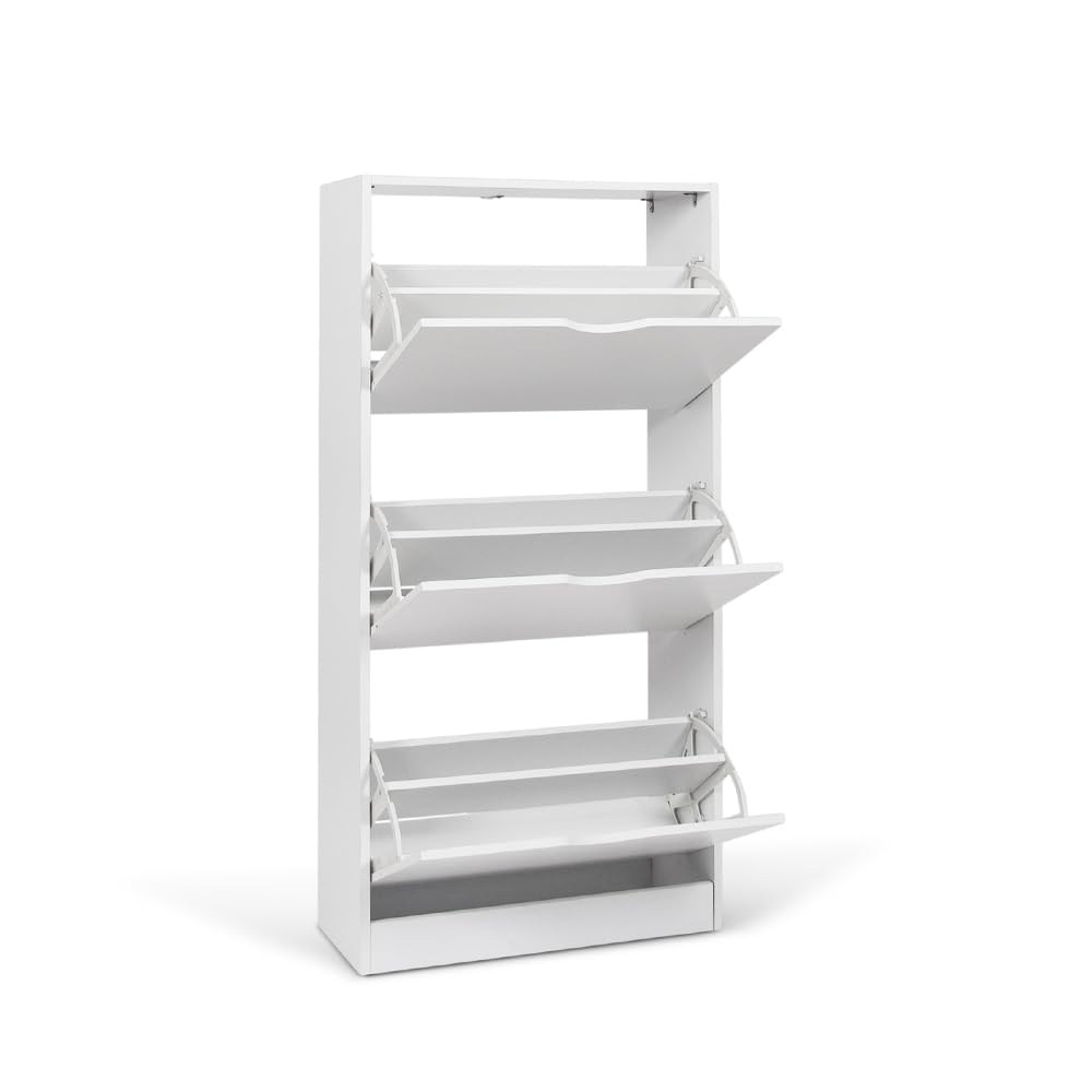 Milton & Oldbrook Armoire à Chaussures Prato - Meuble de Rangement Moderne pour 18 Paires, Design Compact en Bois Noir