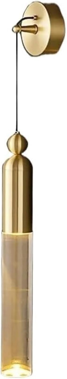 HCZKIUJY Nordic Minimalist Copper Wall Lights with E27 Base, Long Tube Acrylic Lampshade Sconces – Stylish Decorative Lighting for Bedroom, Living Room, Restaurant, and Bar
