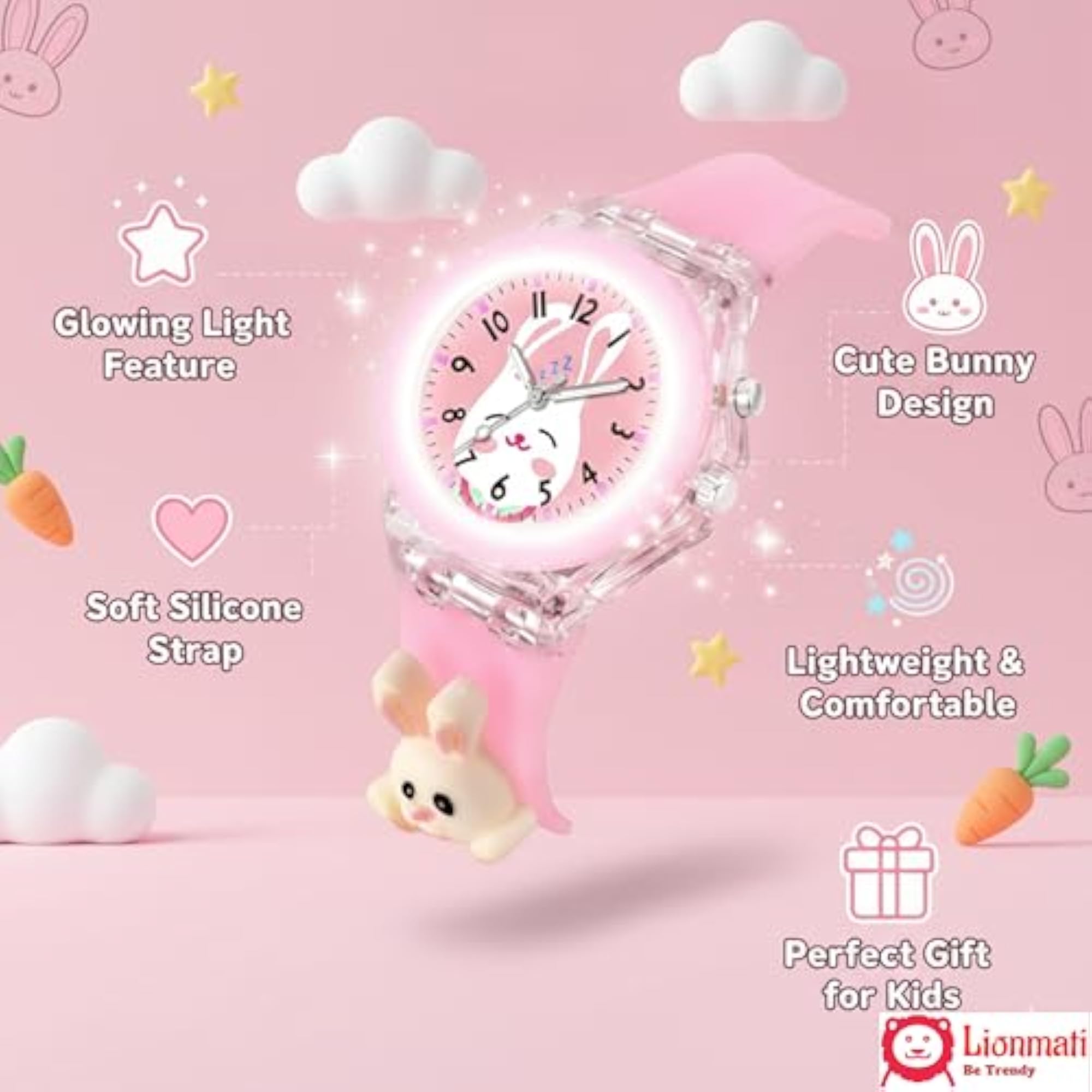 Rabbit Cartoon Watch for Girls Ages 3-12