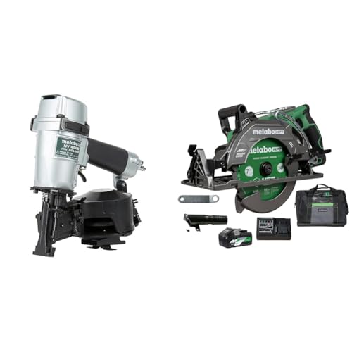 Image of Bundle of Metabo HPT Roofing Nailer, Pro-preferred Pneumatic Power Nailers in Roofing tools, NV45AB2 + Metabo HPT 36V MultiVolt Cordless Rear Handle Circular Saw Kit | C3607DWA
