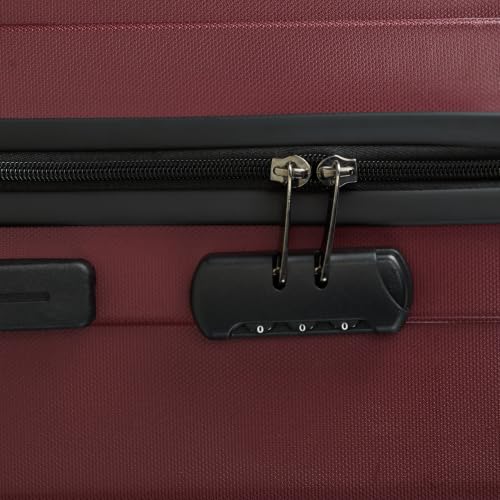 Image of Teakwood Set of 3 8 Wheels Trolley Bag, Hard Cabin with Zipper Closure, Adjustable Push Button & Cross Side Strap, Number Lock System 360 Degree (Set of 3, Maroon)