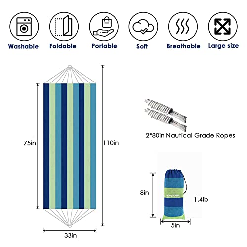 Giverare Camping Hammock, Portable Hammocks With 2 Tree Straps, Lightweight 100% Cotton Fabric Hammocks For Patio, Yard, Hiking, Backpacking, Hunting, Outdoor, Beach, Camping #TOP2