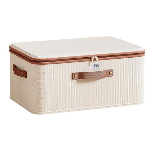 Onperpoe Scatola richiudibile pieghevole con coperchio, organizer pieghevole con chiusura a combinazione, per armadio o sotto il letto (30 x 20 x 14 cm)
