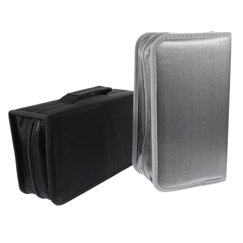 Cabilock 2 Piezas Estuche Cd con Asa Bolsa Almacenamiento Dvd Grande Capacidad Organizador Discos Apilable para Vídeo Reemplazo Resistente Negro y Gris