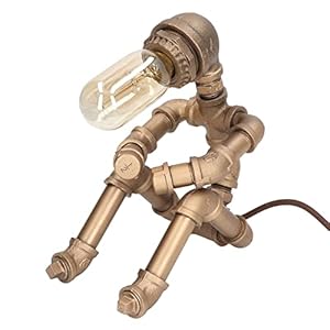 E27 Lampen Industriële Stijl Bureaulamp, Pijp Robot Retro Bureaulamp, Decoratieve Tafellamp voor Thuis, Slaapkamer…